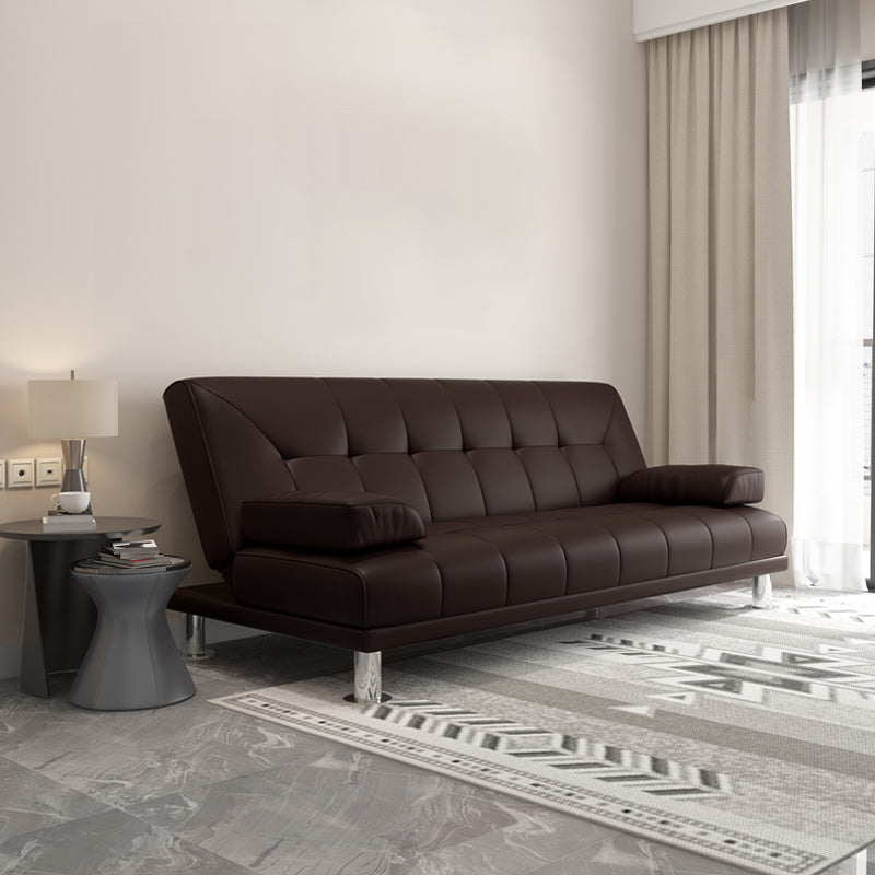 Biscuit Back Faux Leather Pillow Top Arm Sofa with Foldable and Stain Resistant Coffee Clearhalo 'furn' 'furn_sofas' 'Furniture' 'furniture_sofas' 'kitchen' 'kitchen_sofas' 'Living Room Furniture' 'Sofa' 'sofas' 4741064