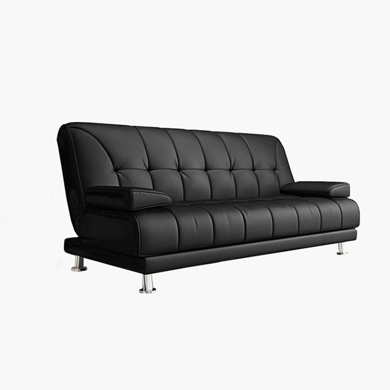 Biscuit Back Faux Leather Pillow Top Arm Sofa with Foldable and Stain Resistant 79"L x 33.5"W x 35"H Black Clearhalo 'furn' 'furn_sofas' 'Furniture' 'furniture_sofas' 'kitchen' 'kitchen_sofas' 'Living Room Furniture' 'Sofa' 'sofas' 4741065
