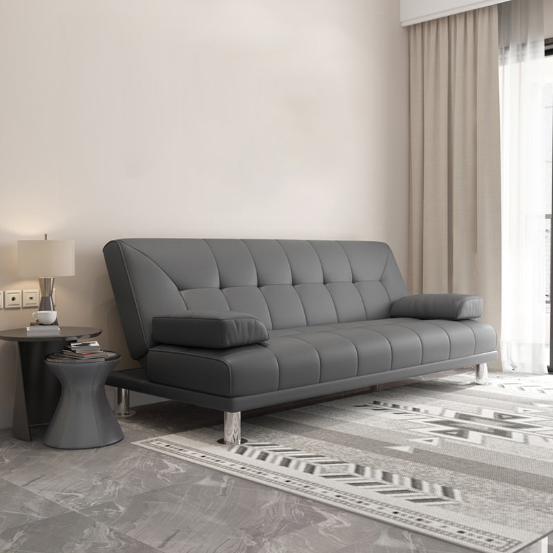 Biscuit Back Faux Leather Pillow Top Arm Sofa with Foldable and Stain Resistant Grey Clearhalo 'furn' 'furn_sofas' 'Furniture' 'furniture_sofas' 'kitchen' 'kitchen_sofas' 'Living Room Furniture' 'Sofa' 'sofas' 4741071