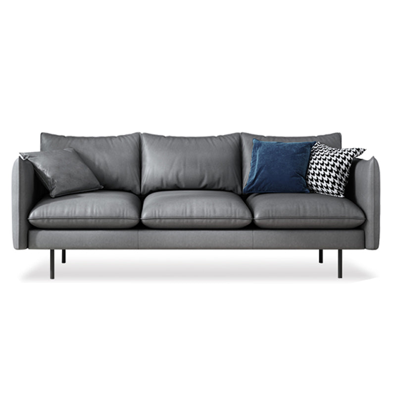 Modern Style Square Armrest Latex Cushions Fill The Grey/brown Sofa 83.5"L x 32"W x 34"H Grey Clearhalo 'furn' 'furn_sofas' 'Furniture' 'furniture_sofas' 'kitchen' 'kitchen_sofas' 'Living Room Furniture' 'Sofa' 'sofas' 4741078