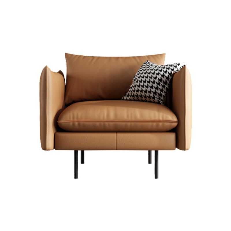 Modern Style Square Armrest Latex Cushions Fill The Grey/brown Sofa 33.5"L x 32"W x 34"H Brown Clearhalo 'furn' 'furn_sofas' 'Furniture' 'furniture_sofas' 'kitchen' 'kitchen_sofas' 'Living Room Furniture' 'Sofa' 'sofas' 4741079