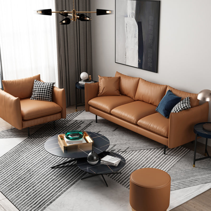 Modern Style Square Armrest Latex Cushions Fill The Grey/brown Sofa Clearhalo 'furn' 'furn_sofas' 'Furniture' 'furniture_sofas' 'kitchen' 'kitchen_sofas' 'Living Room Furniture' 'Sofa' 'sofas' 4741080