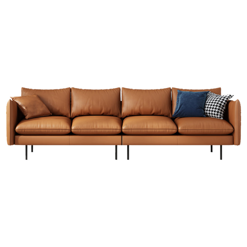 Modern Style Square Armrest Latex Cushions Fill The Grey/brown Sofa 109"L x 32"W x 34"H Brown Clearhalo 'furn' 'furn_sofas' 'Furniture' 'furniture_sofas' 'kitchen' 'kitchen_sofas' 'Living Room Furniture' 'Sofa' 'sofas' 4741084
