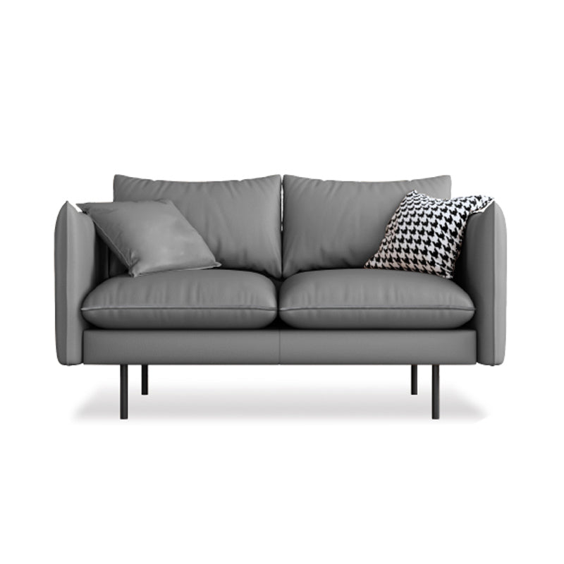 Modern Style Square Armrest Latex Cushions Fill The Grey/brown Sofa 59"L x 32"W x 34"H Grey Clearhalo 'furn' 'furn_sofas' 'Furniture' 'furniture_sofas' 'kitchen' 'kitchen_sofas' 'Living Room Furniture' 'Sofa' 'sofas' 4741085