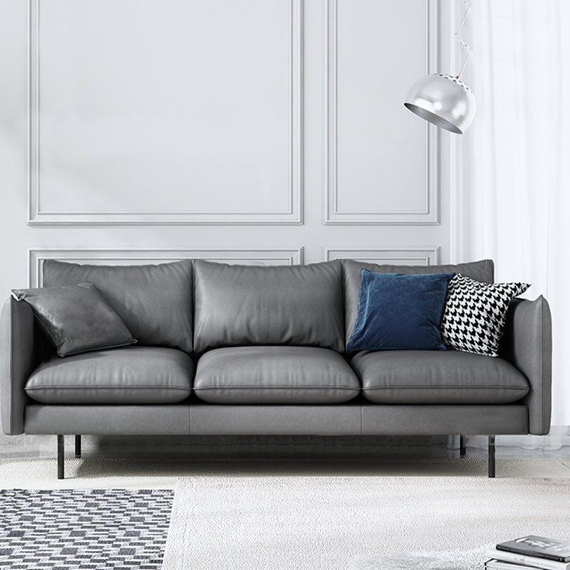 Modern Style Square Armrest Latex Cushions Fill The Grey/brown Sofa Clearhalo 'furn' 'furn_sofas' 'Furniture' 'furniture_sofas' 'kitchen' 'kitchen_sofas' 'Living Room Furniture' 'Sofa' 'sofas' 4741086