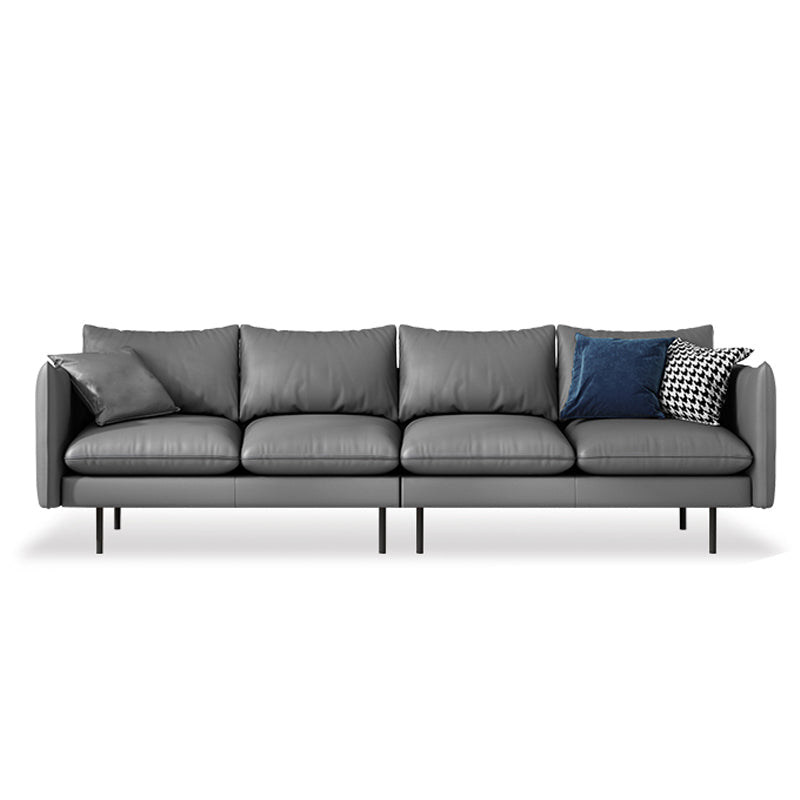 Modern Style Square Armrest Latex Cushions Fill The Grey/brown Sofa 109"L x 32"W x 34"H Grey Clearhalo 'furn' 'furn_sofas' 'Furniture' 'furniture_sofas' 'kitchen' 'kitchen_sofas' 'Living Room Furniture' 'Sofa' 'sofas' 4741091
