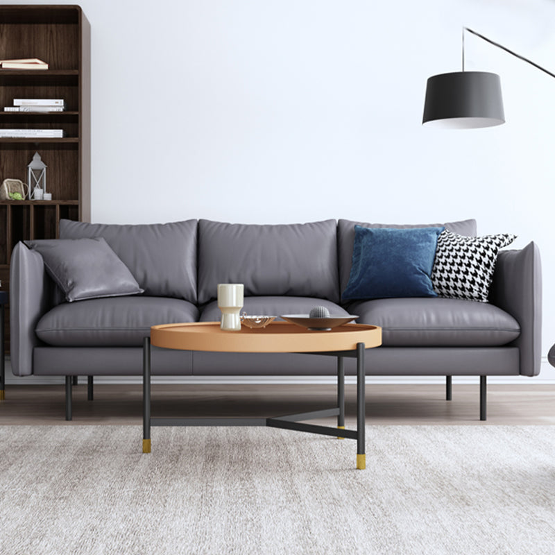 Modern Style Square Armrest Latex Cushions Fill The Grey/brown Sofa Clearhalo 'furn' 'furn_sofas' 'Furniture' 'furniture_sofas' 'kitchen' 'kitchen_sofas' 'Living Room Furniture' 'Sofa' 'sofas' 4741094