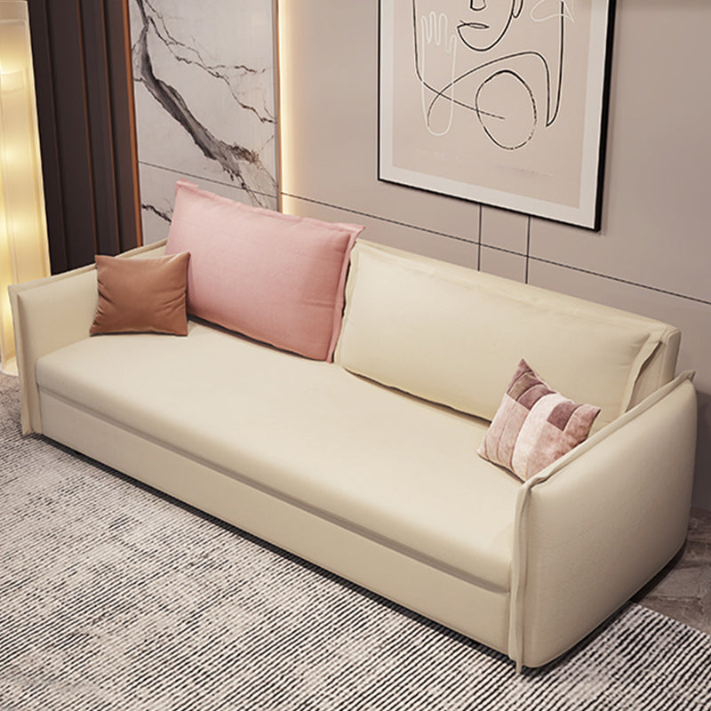 White and Pink Convertible Settee Loveseat Square Arm Standard Bed Settee Storage Included Sponge Clearhalo 'furn' 'furn_sofas' 'Furniture' 'furniture_sofas' 'kitchen' 'kitchen_sofas' 'Living Room Furniture' 'Sofa' 'sofas' 4741100