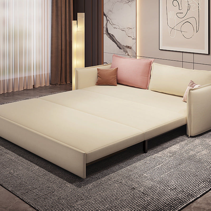 White and Pink Convertible Settee Loveseat Square Arm Standard Bed Settee Clearhalo 'furn' 'furn_sofas' 'Furniture' 'furniture_sofas' 'kitchen' 'kitchen_sofas' 'Living Room Furniture' 'Sofa' 'sofas' 4741103