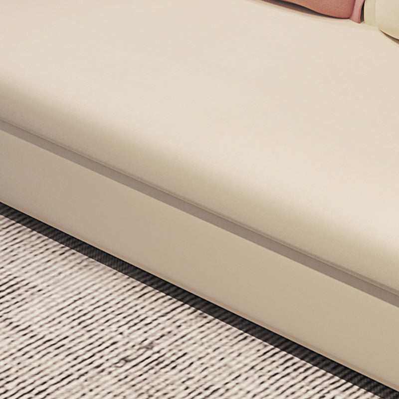 White and Pink Convertible Settee Loveseat Square Arm Standard Bed Settee Clearhalo 'furn' 'furn_sofas' 'Furniture' 'furniture_sofas' 'kitchen' 'kitchen_sofas' 'Living Room Furniture' 'Sofa' 'sofas' 4741106