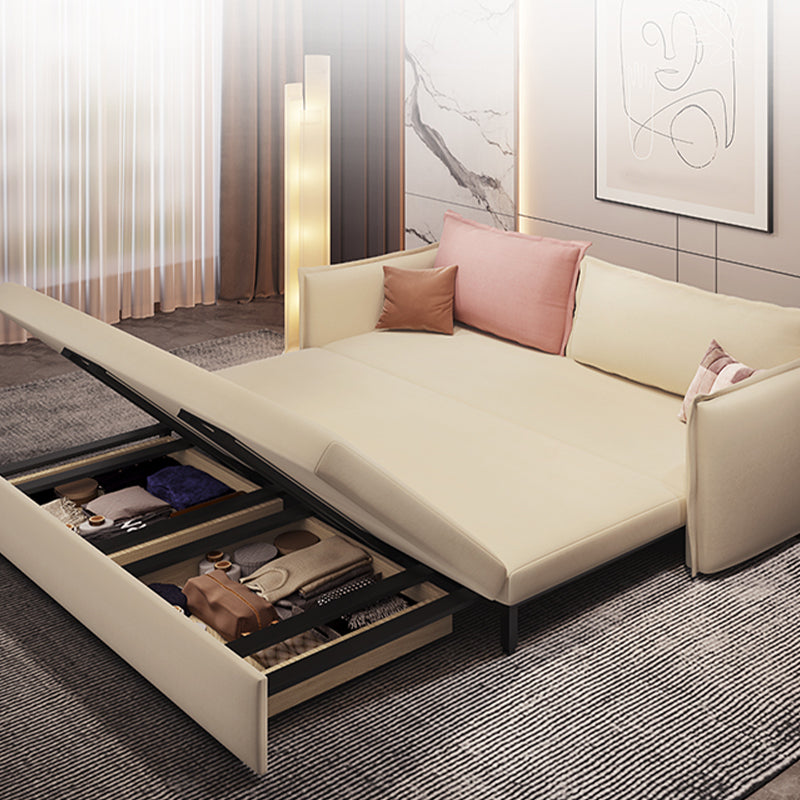 White and Pink Convertible Settee Loveseat Square Arm Standard Bed Settee Clearhalo 'furn' 'furn_sofas' 'Furniture' 'furniture_sofas' 'kitchen' 'kitchen_sofas' 'Living Room Furniture' 'Sofa' 'sofas' 4741109