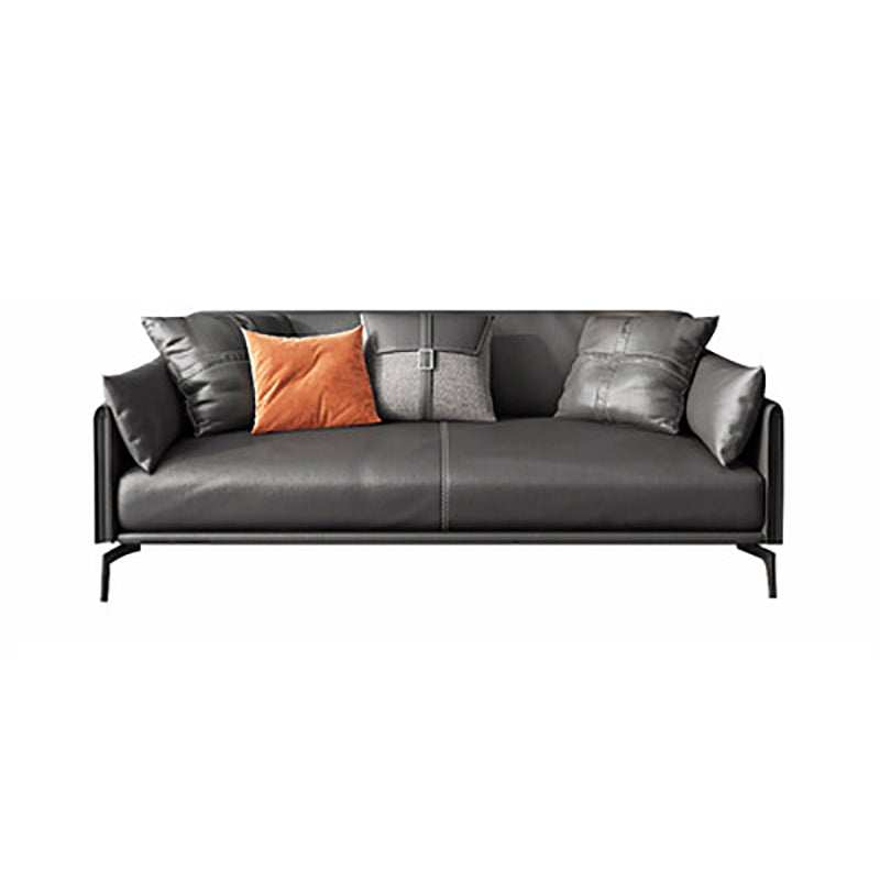 Living Room Contemporary Pillow Top Arm Standard Pillows Sofa Chaise 61"L x 33.5"W x 33.5"H Genuine Leather Clearhalo 'furn' 'furn_sofas' 'Furniture' 'furniture_sofas' 'kitchen' 'kitchen_sofas' 'Living Room Furniture' 'Sofa' 'sofas' 4741124