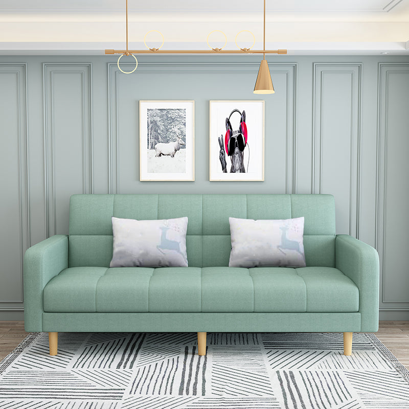 Convertible Biscuit Back Sofa Bed 32.28"High Square Arm Sofa for Apartment Green Cotton Blend Clearhalo 'furn' 'furn_sofas' 'Furniture' 'furniture_sofas' 'kitchen' 'kitchen_sofas' 'Living Room Furniture' 'Sofa' 'sofas' 4741200