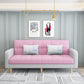 Convertible Biscuit Back Sofa Bed 32.28"High Square Arm Sofa for Apartment Pink-White Cotton Blend Clearhalo 'furn' 'furn_sofas' 'Furniture' 'furniture_sofas' 'kitchen' 'kitchen_sofas' 'Living Room Furniture' 'Sofa' 'sofas' 4741204