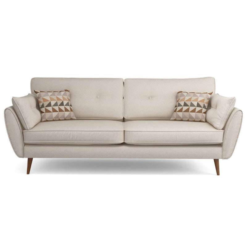 Modern 4 Wood Legs Sofa Tufted Fabric Standard Flared Arm Sofa Off-White Clearhalo 'furn' 'furn_sofas' 'Furniture' 'furniture_sofas' 'kitchen' 'kitchen_sofas' 'Living Room Furniture' 'Sofa' 'sofas' 4741218