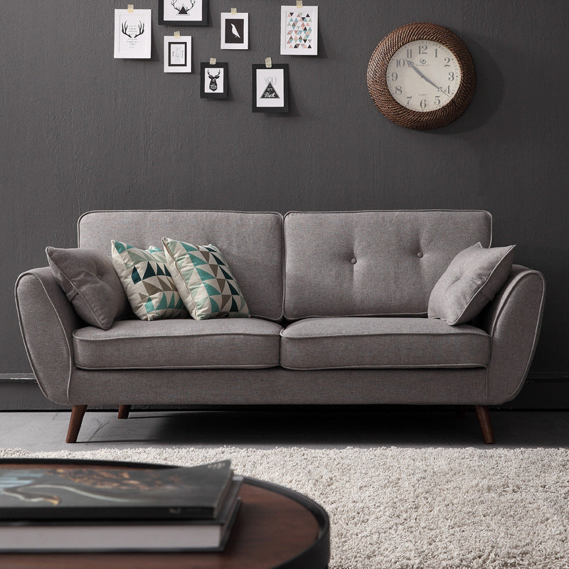 Modern 4 Wood Legs Sofa Tufted Fabric Standard Flared Arm Sofa Clearhalo 'furn' 'furn_sofas' 'Furniture' 'furniture_sofas' 'kitchen' 'kitchen_sofas' 'Living Room Furniture' 'Sofa' 'sofas' 4741219