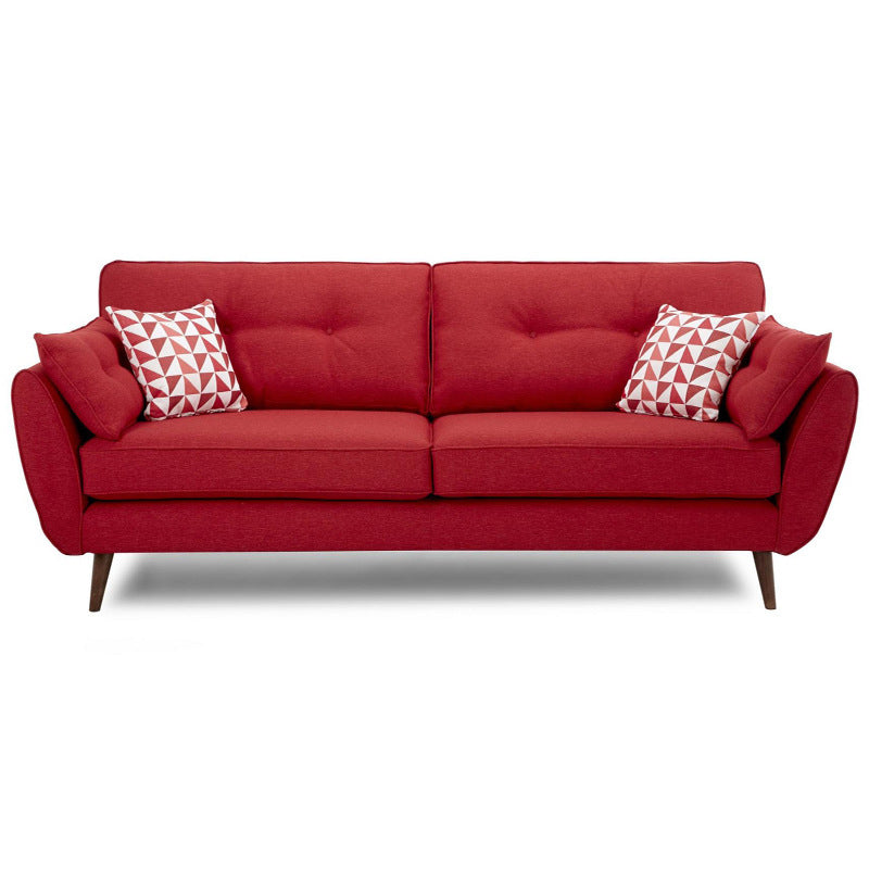 Modern 4 Wood Legs Sofa Tufted Fabric Standard Flared Arm Sofa Red Clearhalo 'furn' 'furn_sofas' 'Furniture' 'furniture_sofas' 'kitchen' 'kitchen_sofas' 'Living Room Furniture' 'Sofa' 'sofas' 4741222
