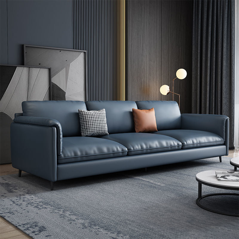 Rectangular Sofa with Pillow Back and Sponge Seat Filled with Imitation Leather Cushions Royal Blue Clearhalo 'furn' 'furn_sofas' 'Furniture' 'furniture_sofas' 'kitchen' 'kitchen_sofas' 'Living Room Furniture' 'Sofa' 'sofas' 4741241
