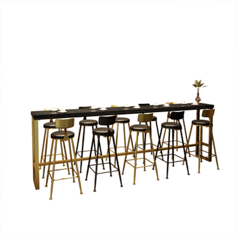 Solid Wood Bar Counter Traditional Luxury Rectangle Bar Counter with Trestle Base 102.4"L x 15.7"W x 41.3"H Clearhalo 'Bar Furniture' 'Bar Tables' 'bar_tables' 'Furniture' 'furniture_bar_tables' 'Kitchen & Dining Furniture' 4743907