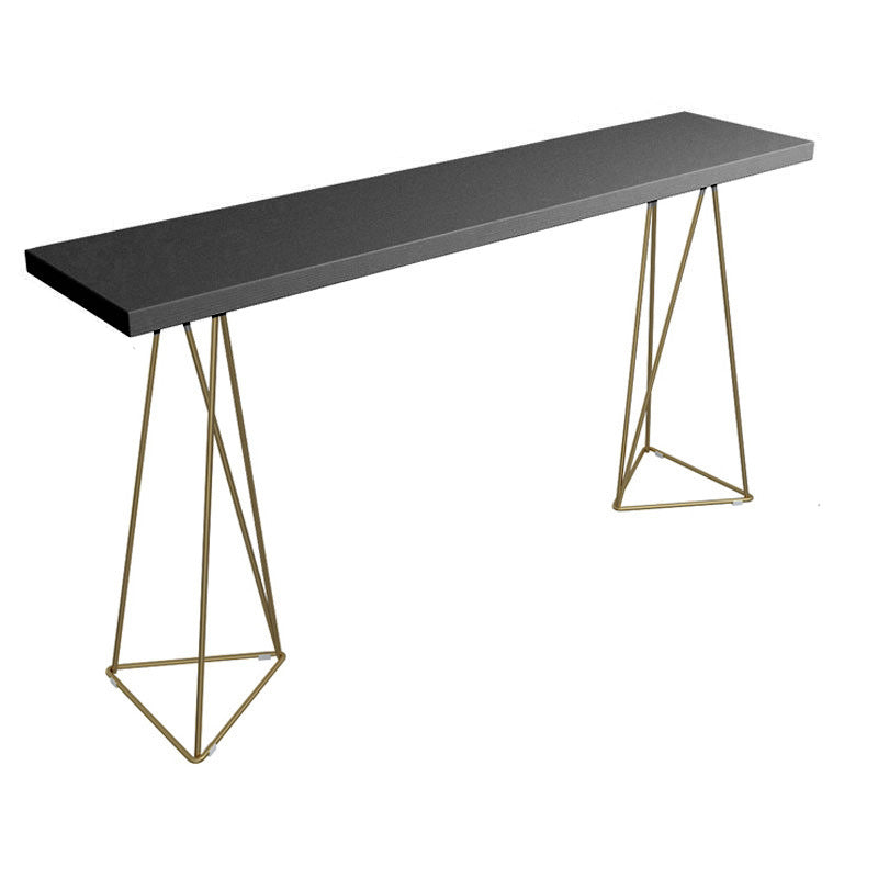 Pine Wood Top Bar Counter Traditional Luxury Rectangle Bar Counter with Sled Base Black Without Chairs Clearhalo 'Bar Furniture' 'Bar Tables' 'bar_tables' 'furn' 'furn_bar_tables' 'Furniture' 'furniture_bar_tables' 'Kitchen & Dining Furniture' 4744026
