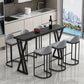Contemporary Stone Top Bar Counter Rectangle Bar Counter with Sled Base 70.9"L x 15.7"W x 41.3"H Black Without Chairs Clearhalo 'Bar Furniture' 'Bar Tables' 'bar_tables' 'furn' 'furn_bar_tables' 'Furniture' 'furniture_bar_tables' 'Kitchen & Dining Furniture' 4744038