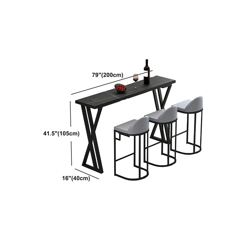 Contemporary Stone Top Bar Counter Rectangle Bar Counter with Sled Base Clearhalo 'Bar Furniture' 'Bar Tables' 'bar_tables' 'furn' 'furn_bar_tables' 'Furniture' 'furniture_bar_tables' 'Kitchen & Dining Furniture' 4744052