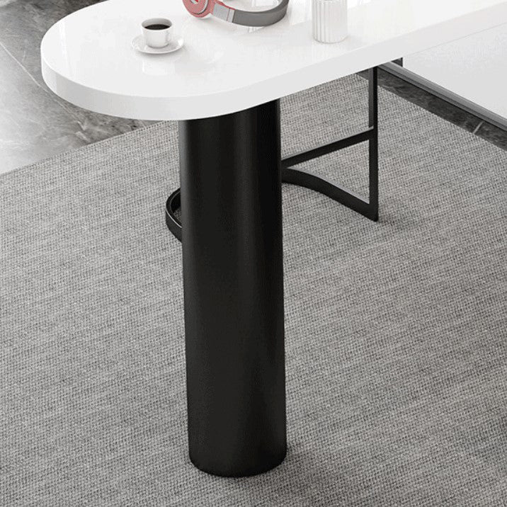Stone Top Bar Dining Table Contemporary White Bar Dining Table with 3 Legs Clearhalo 'Bar Furniture' 'Bar Tables' 'bar_tables' 'furn' 'furn_bar_tables' 'Furniture' 'furniture_bar_tables' 'Kitchen & Dining Furniture' 4744099