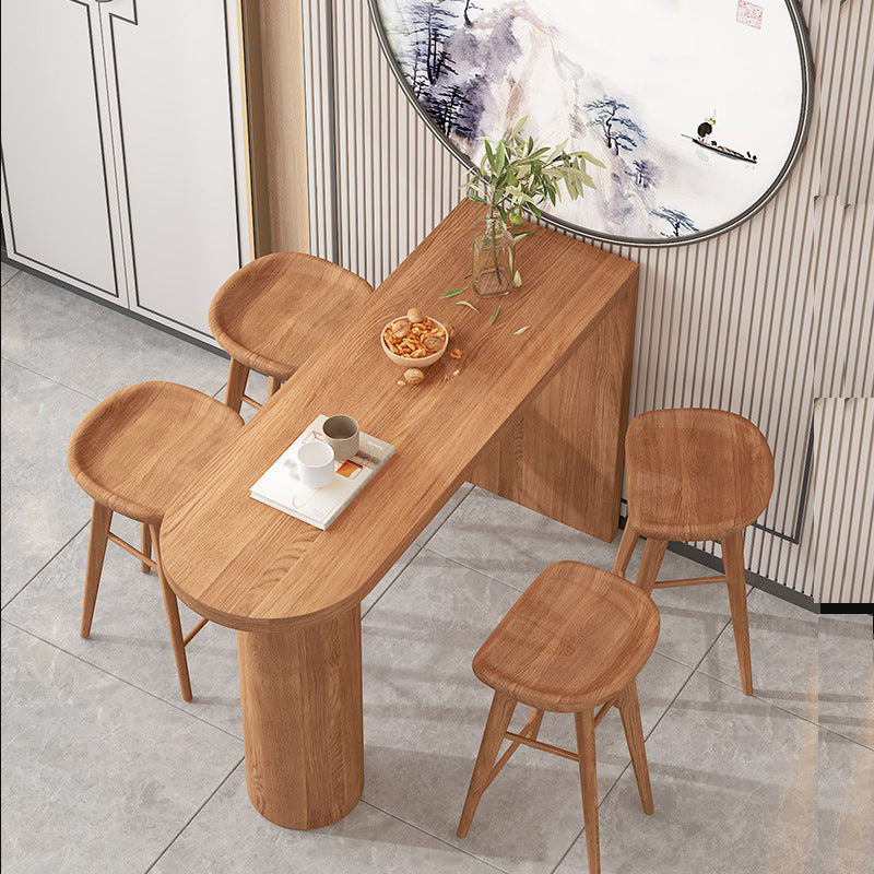 Solid Wood Bar Dining Table Contemporary Bar Table with Sled Base 70.9"L x 17.7"W x 41.3"H Brown Without Chairs Clearhalo 'Bar Furniture' 'Bar Tables' 'bar_tables' 'furn' 'furn_bar_tables' 'Furniture' 'furniture_bar_tables' 'Kitchen & Dining Furniture' 4744139