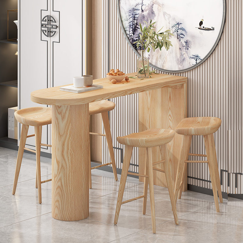 Solid Wood Bar Dining Table Contemporary Bar Table with Sled Base Natural Without Chairs Clearhalo 'Bar Furniture' 'Bar Tables' 'bar_tables' 'furn' 'furn_bar_tables' 'Furniture' 'furniture_bar_tables' 'Kitchen & Dining Furniture' 4744142