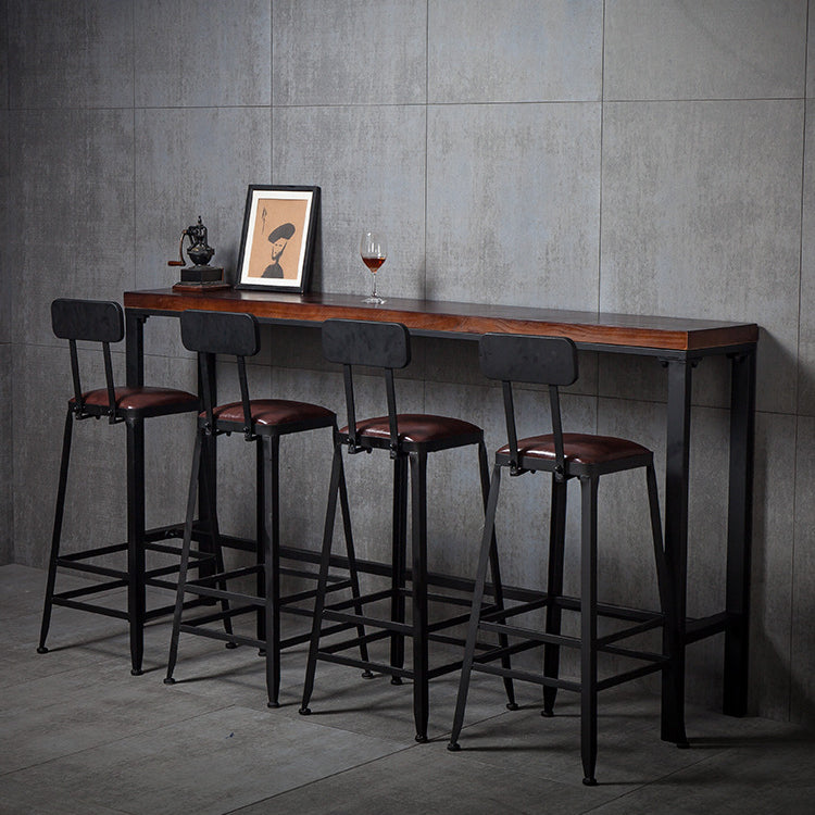 Solid Wood Bar Dining Table Industrial Bar Table with Trestle Base 78.7"L x 15.7"W x 41.3"H Without Chairs Clearhalo 'Bar Furniture' 'Bar Tables' 'bar_tables' 'furn' 'furn_bar_tables' 'Furniture' 'furniture_bar_tables' 'Kitchen & Dining Furniture' 4744155