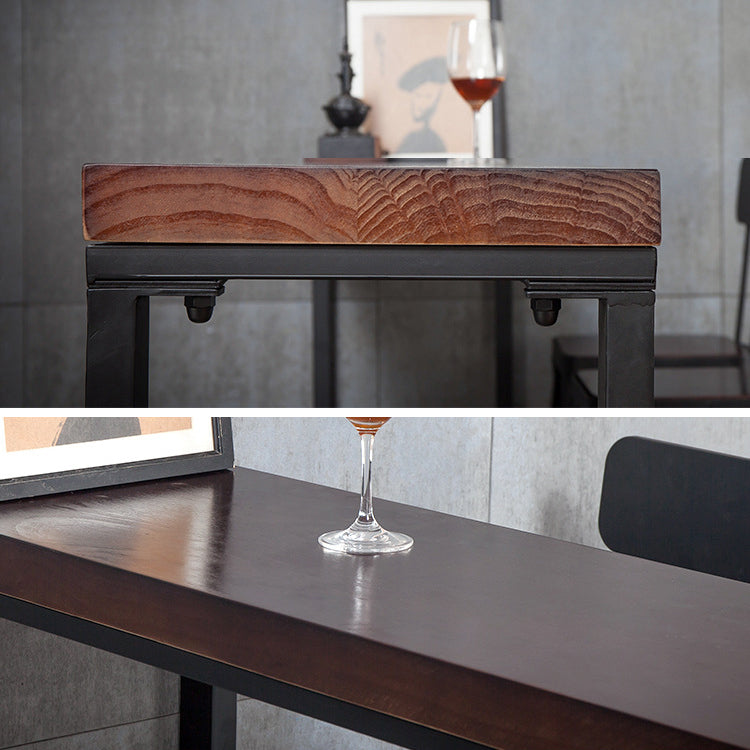 Solid Wood Bar Dining Table Industrial Bar Table with Trestle Base Clearhalo 'Bar Furniture' 'Bar Tables' 'bar_tables' 'furn' 'furn_bar_tables' 'Furniture' 'furniture_bar_tables' 'Kitchen & Dining Furniture' 4744159