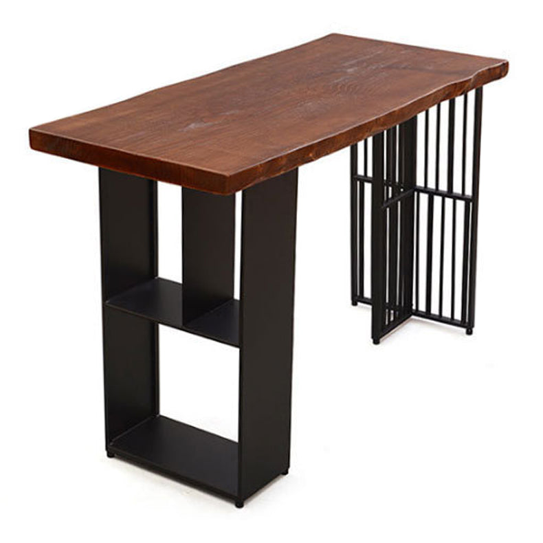 Solid Wood Bar Dining Table Industrial Bar Dining Table with Double Pedestal Base Without Chairs Clearhalo 'Bar Furniture' 'Bar Tables' 'bar_tables' 'furn' 'furn_bar_tables' 'Furniture' 'furniture_bar_tables' 'Kitchen & Dining Furniture' 4744192