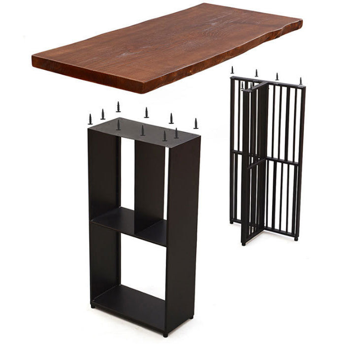 Solid Wood Bar Dining Table Industrial Bar Dining Table with Double Pedestal Base Clearhalo 'Bar Furniture' 'Bar Tables' 'bar_tables' 'furn' 'furn_bar_tables' 'Furniture' 'furniture_bar_tables' 'Kitchen & Dining Furniture' 4744193