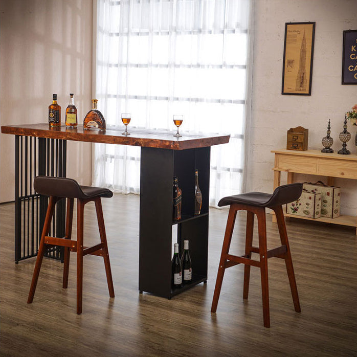 Solid Wood Bar Dining Table Industrial Bar Dining Table with Double Pedestal Base Clearhalo 'Bar Furniture' 'Bar Tables' 'bar_tables' 'furn' 'furn_bar_tables' 'Furniture' 'furniture_bar_tables' 'Kitchen & Dining Furniture' 4744199