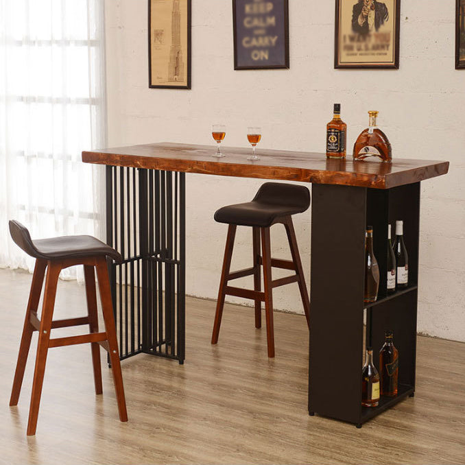 Solid Wood Bar Dining Table Industrial Bar Dining Table with Double Pedestal Base Clearhalo 'Bar Furniture' 'Bar Tables' 'bar_tables' 'furn' 'furn_bar_tables' 'Furniture' 'furniture_bar_tables' 'Kitchen & Dining Furniture' 4744202
