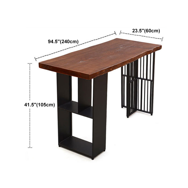 Solid Wood Bar Dining Table Industrial Bar Dining Table with Double Pedestal Base Clearhalo 'Bar Furniture' 'Bar Tables' 'bar_tables' 'furn' 'furn_bar_tables' 'Furniture' 'furniture_bar_tables' 'Kitchen & Dining Furniture' 4744209
