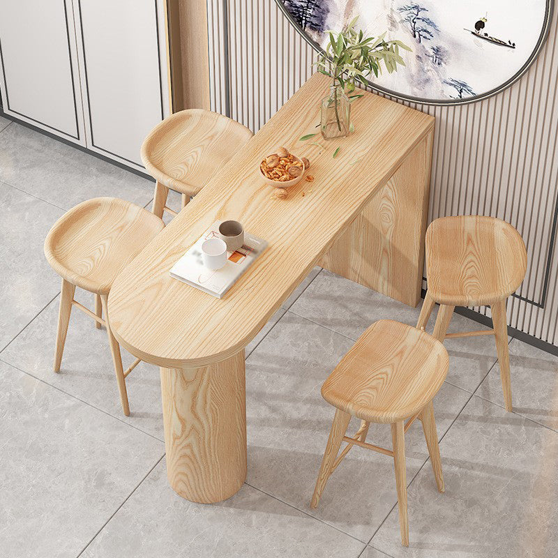 Pine Wood Bar Dining Table Contemporary Bar Table with Sled Base 78.7"L x 15.7"W x 41.3"H Natural Without Chairs Clearhalo 'Bar Furniture' 'Bar Tables' 'bar_tables' 'furn' 'furn_bar_tables' 'Furniture' 'furniture_bar_tables' 'Kitchen & Dining Furniture' 4744210