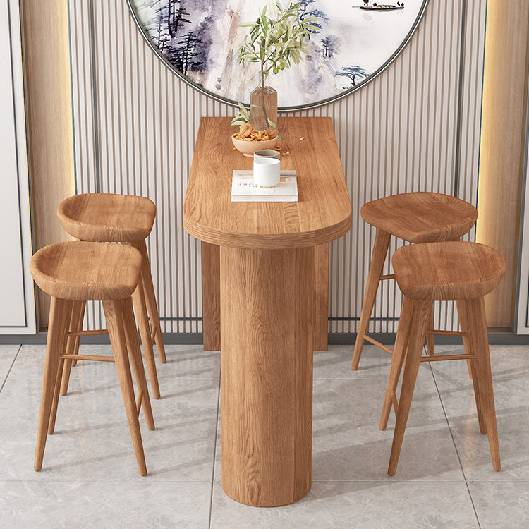 Pine Wood Bar Dining Table Contemporary Bar Table with Sled Base 59.1"L x 15.7"W x 41.3"H Brown Without Chairs Clearhalo 'Bar Furniture' 'Bar Tables' 'bar_tables' 'furn' 'furn_bar_tables' 'Furniture' 'furniture_bar_tables' 'Kitchen & Dining Furniture' 4744213