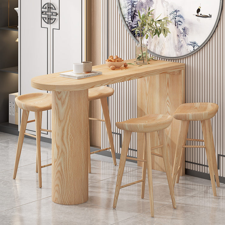 Pine Wood Bar Dining Table Contemporary Bar Table with Sled Base Clearhalo 'Bar Furniture' 'Bar Tables' 'bar_tables' 'furn' 'furn_bar_tables' 'Furniture' 'furniture_bar_tables' 'Kitchen & Dining Furniture' 4744221