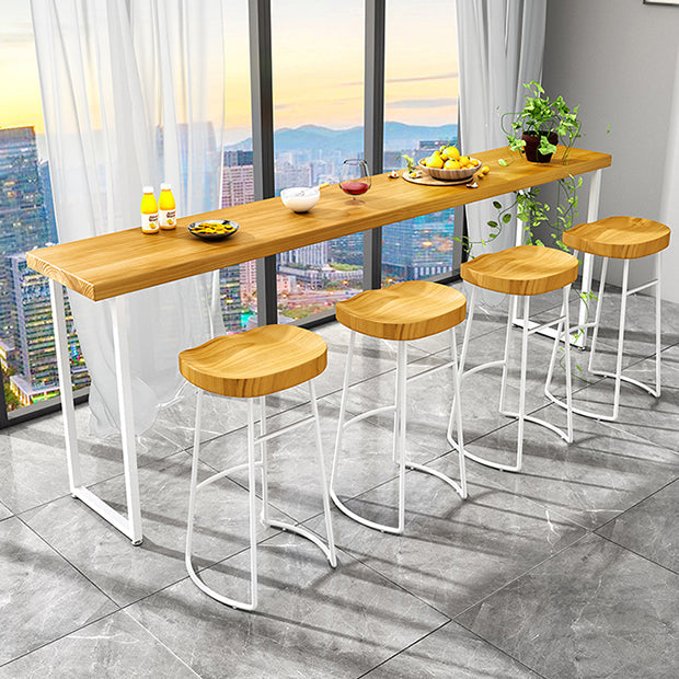 Pine Wood Bar Dining Table Industrial Bar Dining Table with Sled Base in White Clearhalo 'Bar Furniture' 'Bar Tables' 'bar_tables' 'furn' 'furn_bar_tables' 'Furniture' 'furniture_bar_tables' 'Kitchen & Dining Furniture' 4744238