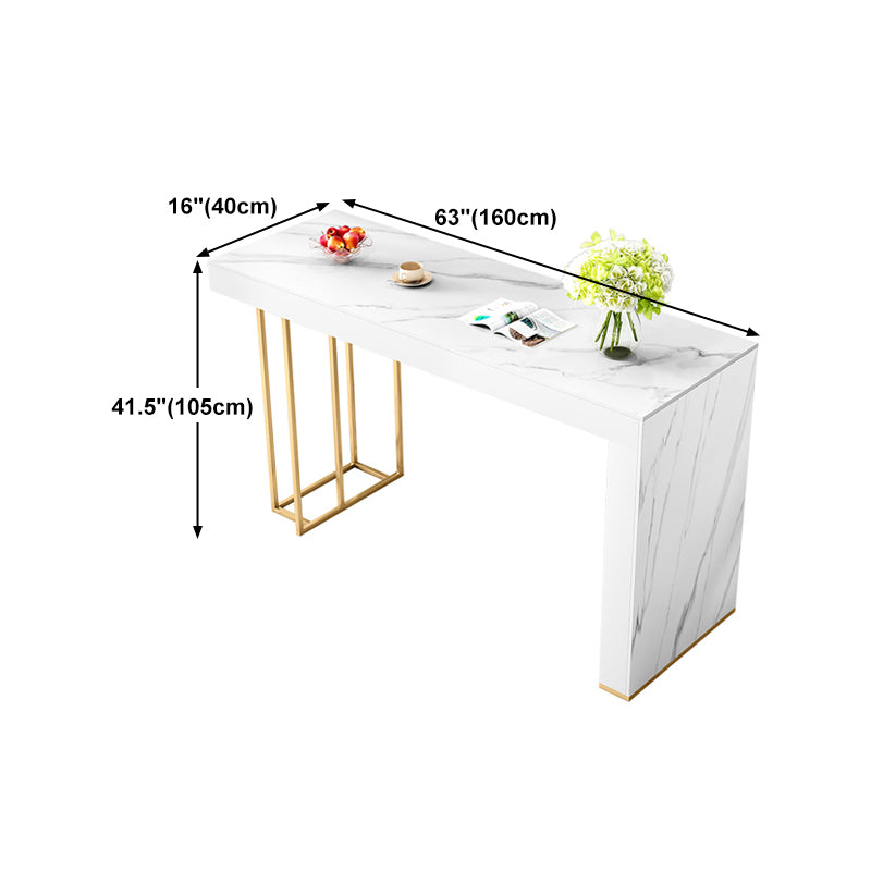 Stone Top Bar Dining Table Traditional Luxury Rectangle Bar Table with Sled Base Clearhalo 'Bar Furniture' 'Bar Tables' 'bar_tables' 'furn' 'furn_bar_tables' 'Furniture' 'furniture_bar_tables' 'Kitchen & Dining Furniture' 4744263