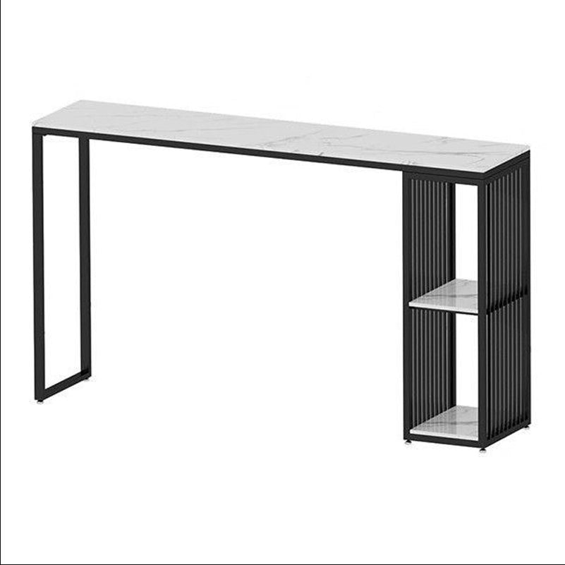 Stone Top Bar Table Traditional Luxury Rectangle Bar Table with Sled Base Black Without Chairs Clearhalo 'Bar Furniture' 'Bar Tables' 'bar_tables' 'furn' 'furn_bar_tables' 'Furniture' 'furniture_bar_tables' 'Kitchen & Dining Furniture' 4744278