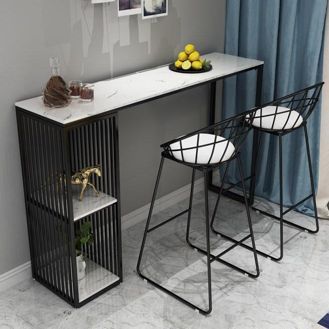 Stone Top Bar Table Traditional Luxury Rectangle Bar Table with Sled Base Clearhalo 'Bar Furniture' 'Bar Tables' 'bar_tables' 'furn' 'furn_bar_tables' 'Furniture' 'furniture_bar_tables' 'Kitchen & Dining Furniture' 4744279
