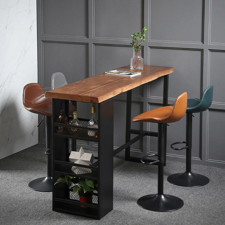 Pine Wood Bar Dining Table Industrial Bar Dining Table with Sled Base 78.7"L x 19.7"W x 41.3"H Without Chairs Clearhalo 'Bar Furniture' 'Bar Tables' 'bar_tables' 'furn' 'furn_bar_tables' 'Furniture' 'furniture_bar_tables' 'Kitchen & Dining Furniture' 4744286