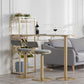 Stone Top Bar Dining Table Traditional Luxury Bar Table with Double Pedestal Base 70.9"L x 15.7"W x 41.3"H Gold Clearhalo 'Bar Furniture' 'Bar Tables' 'bar_tables' 'Furniture' 'furniture_bar_tables' 'Kitchen & Dining Furniture' 4744307