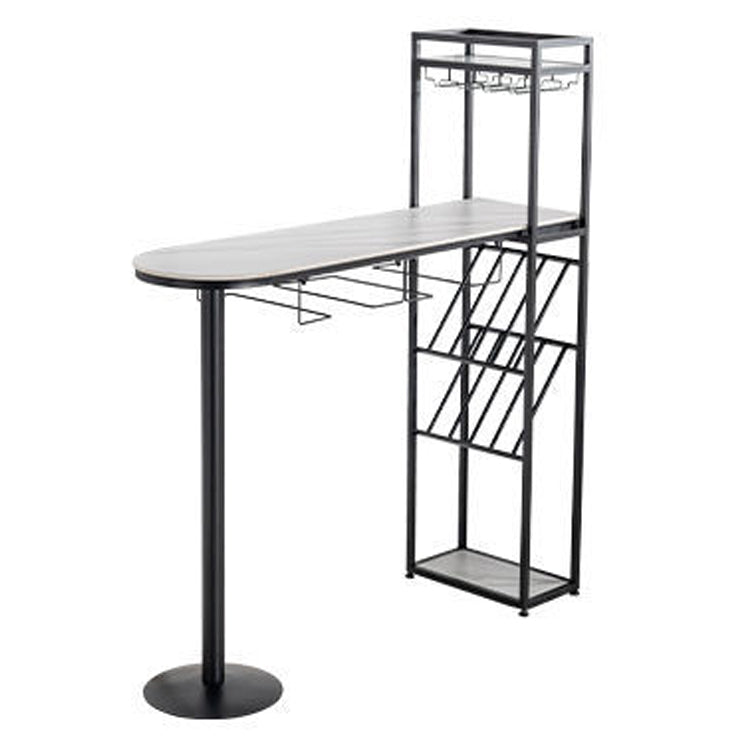 Stone Top Bar Dining Table Traditional Luxury Bar Table with Double Pedestal Base Black Clearhalo 'Bar Furniture' 'Bar Tables' 'bar_tables' 'Furniture' 'furniture_bar_tables' 'Kitchen & Dining Furniture' 4744315