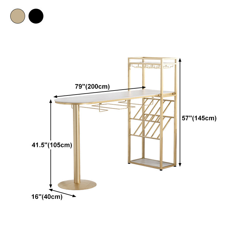 Stone Top Bar Dining Table Traditional Luxury Bar Table with Double Pedestal Base Clearhalo 'Bar Furniture' 'Bar Tables' 'bar_tables' 'Furniture' 'furniture_bar_tables' 'Kitchen & Dining Furniture' 4744322