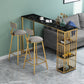 Stone Bar Dining Table Traditional Luxury Rectangle Bar Table with Sled Base Black 55.1"L x 15.7"W x 41.3"H Clearhalo 'Bar Furniture' 'Bar Tables' 'bar_tables' 'Furniture' 'furniture_bar_tables' 'Kitchen & Dining Furniture' 4744325