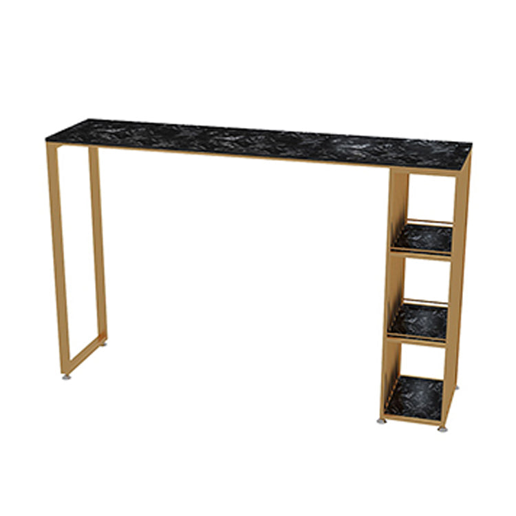 Stone Bar Dining Table Traditional Luxury Rectangle Bar Table with Sled Base Black Clearhalo 'Bar Furniture' 'Bar Tables' 'bar_tables' 'Furniture' 'furniture_bar_tables' 'Kitchen & Dining Furniture' 4744329