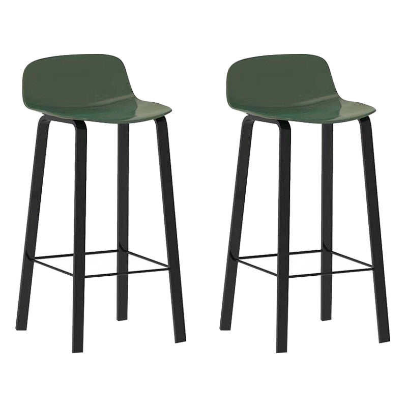 Nordic Indoor Simple Barstool Low Back Iron Tall Stool with Plastic Seat Green 2 Piece Set Clearhalo 'Bar Furniture' 'Bar Stools' 'bar_stools' 'furn' 'furn_bar_stools' 'Furniture' 'furniture_bar_stools' 'Kitchen & Dining Furniture' 4744376